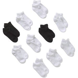 5/$20 NEW 10Pk Girls 6-10.5 Danskin White & Black No Show Athletic Socks